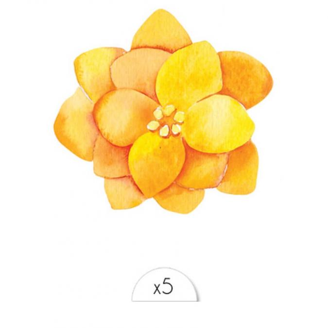 Sioou - Fleur jaune x5 - Tatouage éphémère