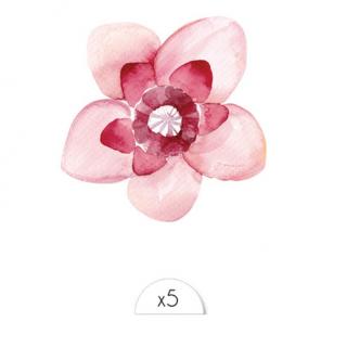Sioou - Fleur rose pâle et fuchsia x5 - Tatouage éphémère