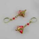Terre de passion - Boucles d&#039;oreilles origami en papier japonais doré et rose, Maud courte - Boucles d&#039;oreilles-origami