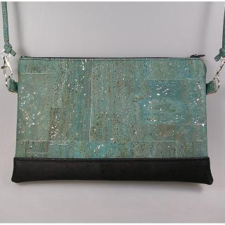 Terre de passion - Pochette, petit sac bandoulière en liège bleu gris et noir - Pochette (maroquinerie) - Bleu