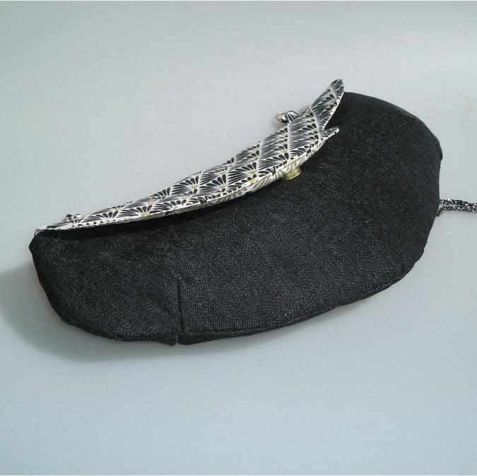 Terre de passion - Pochette, petit sac en jean noir et coton blanc et noir - pochette, sac à main
