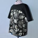 Terre de passion - Top blouse tunique ample en coton japonais noir et coton jacquard japonais noir - top tunique