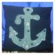 Ty cath créas breizh - Coussin décoration Ancre de marine en appliqué fait main - Coussin - Bleu