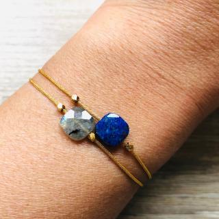 YSIE Bijoux - Bracelet ajustable Carrie Lapis Lazuli doré (copie) - Bracelet - Argent (925)